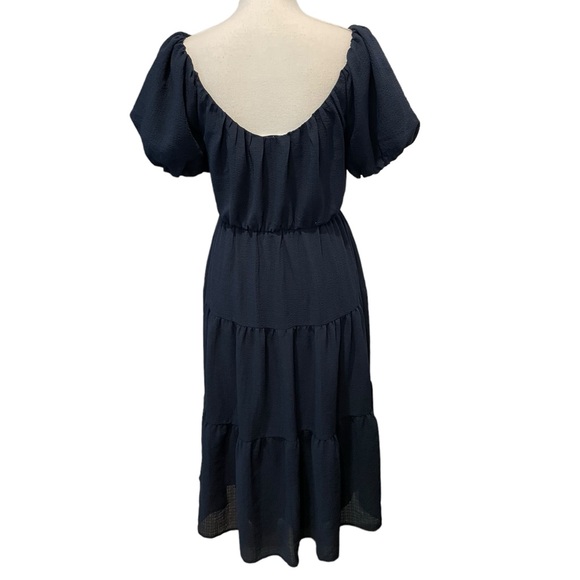 Ophelia Roe Navy Tiered Peasant Dress.  Size S - Picture 4 of 8